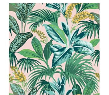 teenage girl bathroom ideas: Tempaper Pink Botanical Havana Palm Removable Peel and Stick Wallpaper